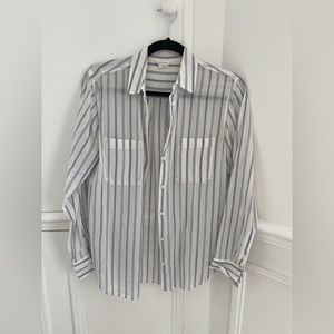 Club Monaco striped button down linen shirt